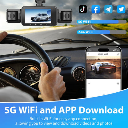 DFITO 4-Kanal-Dashcam mit 1080P-Frontkameras, Nachtsicht, HDR, G-Sensor, Loop-Aufnahme und 24-Stunden-Parkmodus