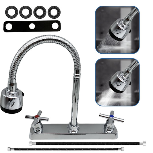 Kitchen Faucet,DFITO Brushed Nickel Kitchen Sink Faucet, 3 or 4 Hole RV Faucet for Kitchen Sink, Stainless Steel Touch Kitchen Faucet with Rotatable Faucet