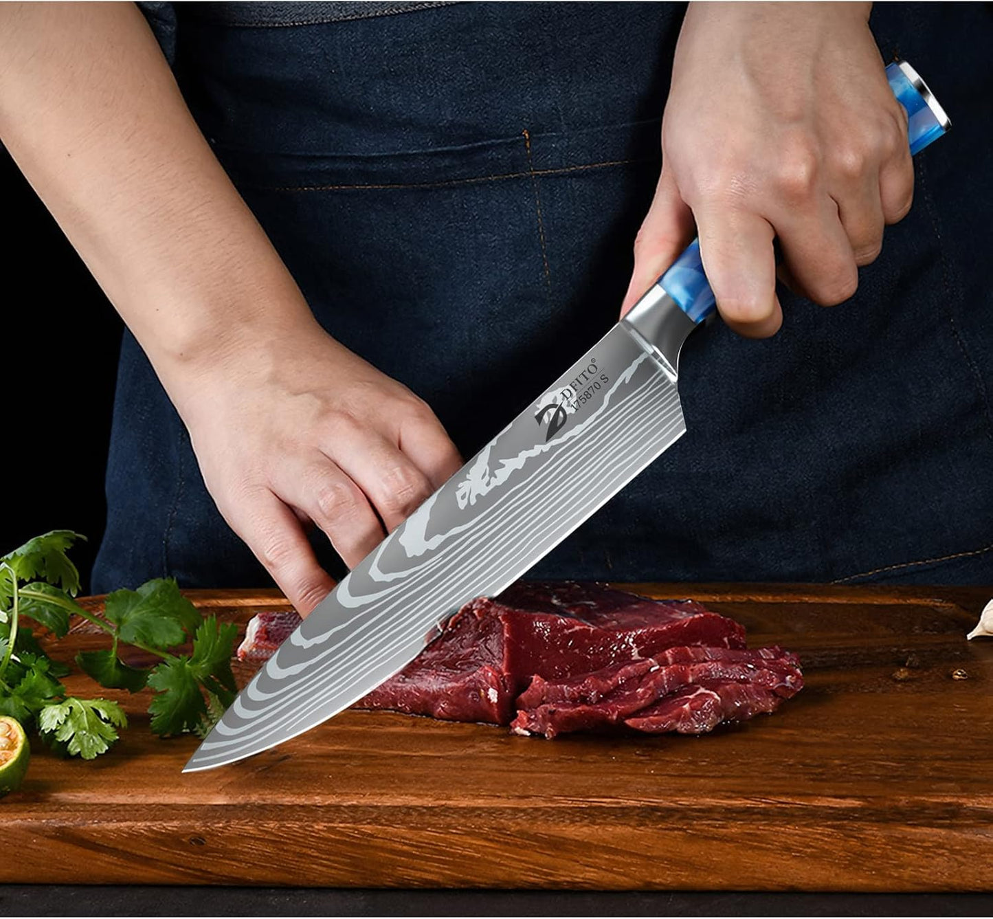 Dfito Knife Set with Roll Bag, 8-Piece Professional Knife Set, High Carbon Stainless Steel Chef Knife Set, Extremely Sharp Professional Chef Knife Set