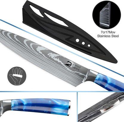 Dfito Knife Set with Roll Bag, 8-Piece Professional Knife Set, High Carbon Stainless Steel Chef Knife Set, Extremely Sharp Professional Chef Knife Set