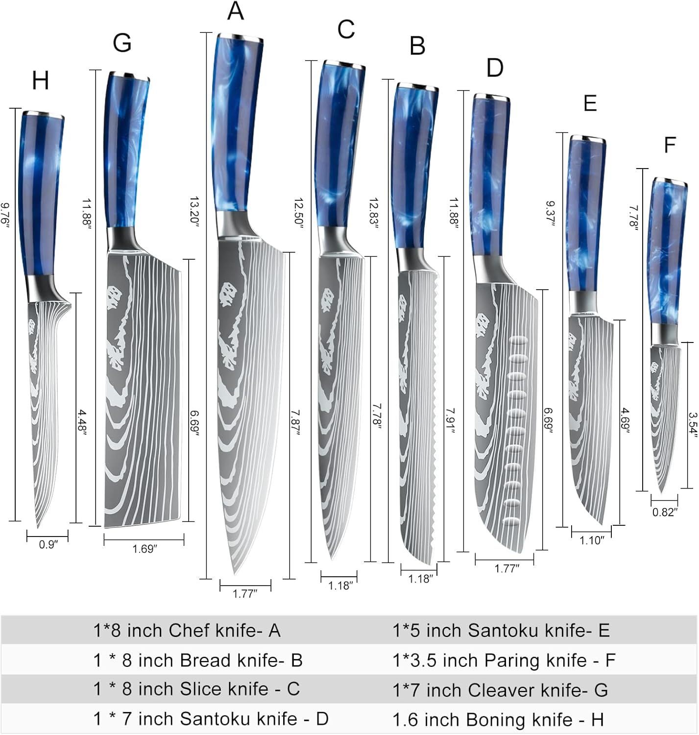 Dfito Knife Set with Roll Bag, 8-Piece Professional Knife Set, High Carbon Stainless Steel Chef Knife Set, Extremely Sharp Professional Chef Knife Set