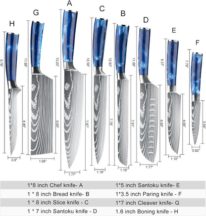Dfito Knife Set with Roll Bag, 8-Piece Professional Knife Set, High Carbon Stainless Steel Chef Knife Set, Extremely Sharp Professional Chef Knife Set