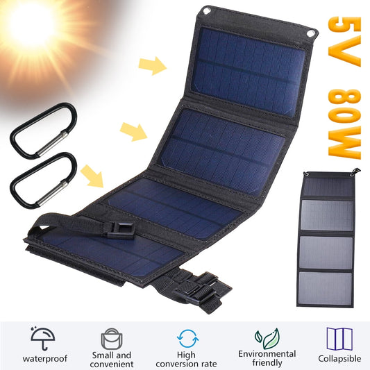 DFITO 100W 10V Portable Solar Panel Kit Folding Solar Charger for Camping Trailer Car Marine