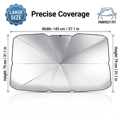 DFITO Umbrella Car Windshield Sun Shade for Cars & Trucks, UV Protection Heat Insulation, Large 57" x 31", Silver