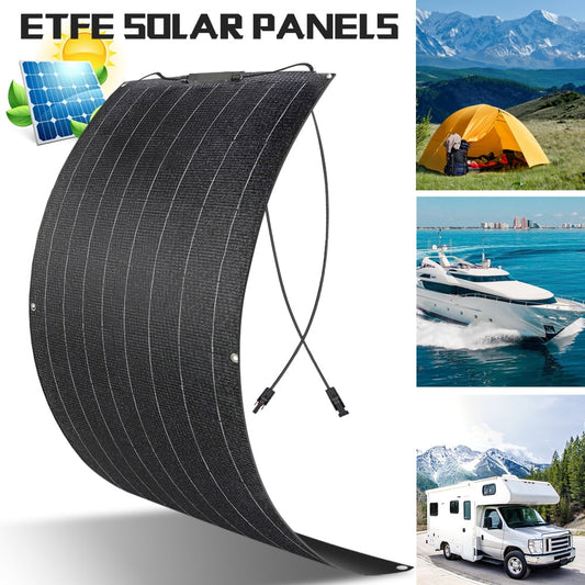 Flexible Solar Panel 100 Watt DFITO 12 Volt Monocrystalline Semi-Flexible Bendable Mono Off-Grid Charger for Marine RV Cabin Van Car Uneven Surfaces