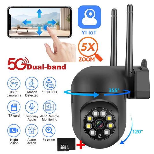 Security Camera,DFITO 5G Wifi Surveillance Camera, I?R Night Vision, Motion Detection, Home Security Camera,Black(with 32GB Card)