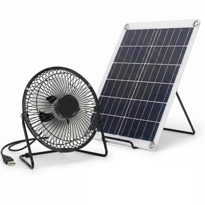8" Solar Fan – DFITO Portable Fan with 20W Monocrystalline Solar Panel, for Outdoor, Camping, Pet House