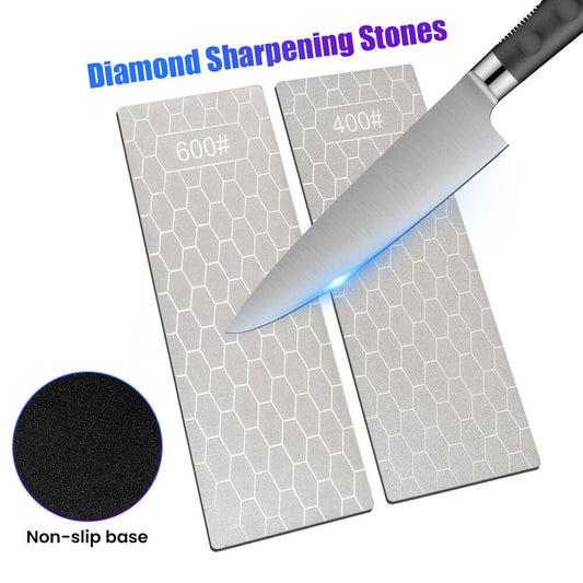 Diamond Sharpening Stones,DFITO 2 PCS Diamond Sharpening Plates with Honeycomb Surface Plate for Scissors Knives Outdoor Tools From Coarse To Fine 200/600 Grit