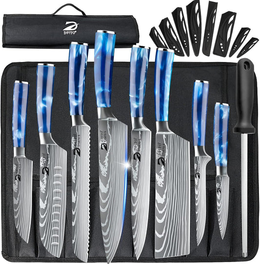 Dfito Kitchen Knife Set with Roll Bag, 8-Piece Professional Knife Set, High Carbon Stainless Steel Chef Knife Set, Extremely Sharp Professional Chef Knife Set