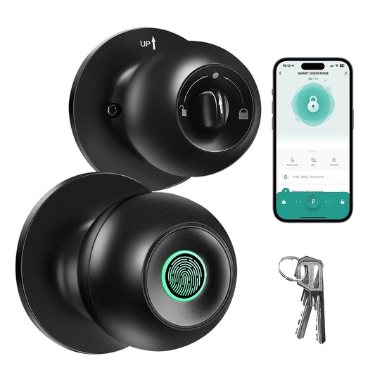 Smart Door knob,DFITO Fingerprint Smart Lock Biometric Door knob with App Control, Great for Bedrooms,Cloakroom,Apartments Offices,Hotels