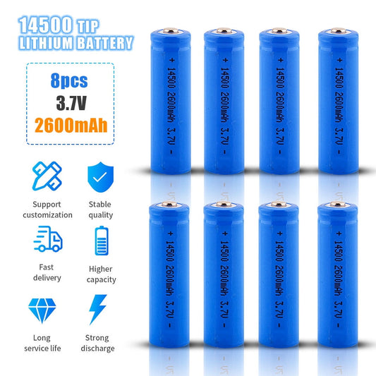 Zengest 14500 Battery 14500 Rechargeable Battery 3.7V 2600mah Ideal for RC Car Electric Toothbrush, 8 Pack