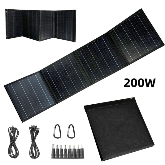 200W Portable Solar Charger Power Bank,DFITO 5V 2A Folding Solar Panel Solar Cell for Camping Hiking Backpacking Outdoor Trip Compatible with Phones Tablet