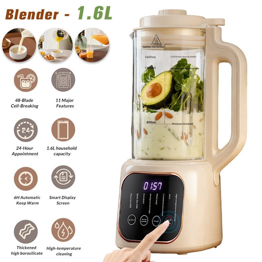 DFITO Automatischer Nussmilchbereiter, 1,6L Soja- und Hafermilchmaschine mit Verzögerungsstart, Pflanzenbasierter Getränkebereiter