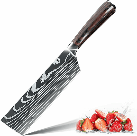 7 inch Meat Cleaver High Carbon German Stainless Steel Vegetable Kitchen Knife, Multipurpose Asian Chef Knife for Home and Kitchen with Ergonomic Handle