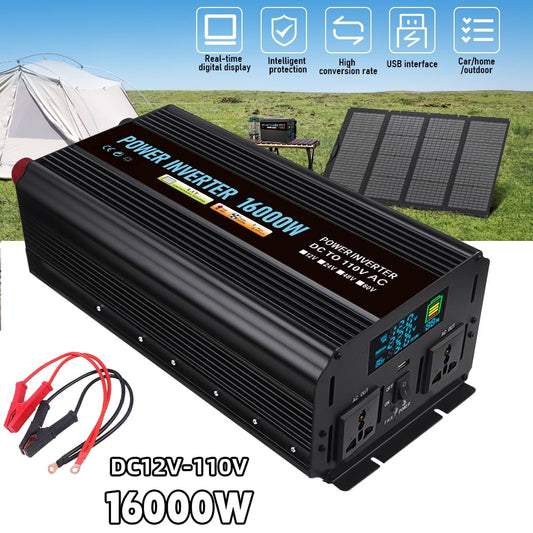 16000W Car Power Inverter DC 12V to AC 110V Sine Wave Solar Converter