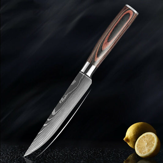 5 inch Stainless Knife Steak Knife Damascus Pattern With Nonslip Handle