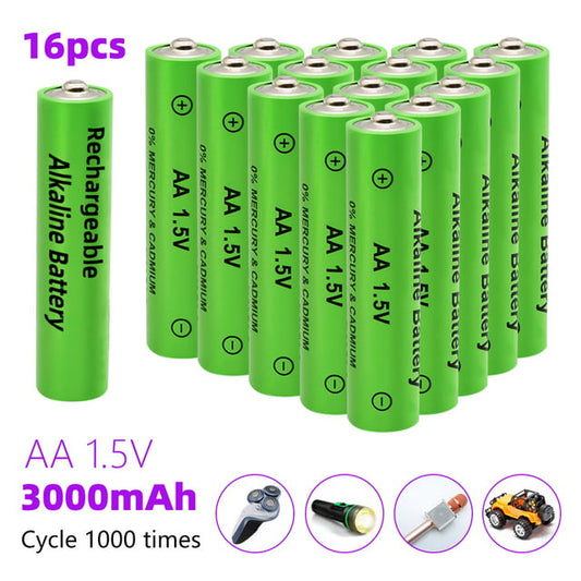 DFITO 1.5V Alkaline AA Rechargeable Battery Cell, 16PCS