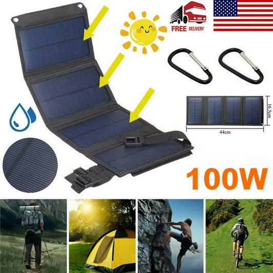 DFITO 100W 10V Solar Panel,Foldable Solar Power Backup, Off-Grid Supplies for Outdoor Camping, Emergency,Power Outage