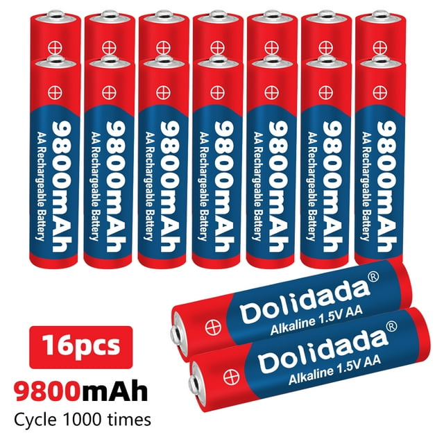 DFITO 16 Pcs 1.5VAA Rechargeable High-Performance Alkaline Batteries, Recharge up to 1000 Times, Standard Capacity 9800 mAh, Pre-Charged