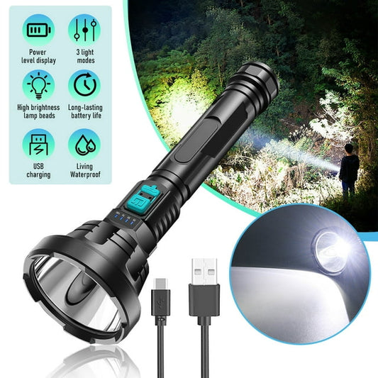 DFITO Rechargeable LED Flashlight 90000 Lumens Powerful Zoom Torch with Battery for Outdoor Camping