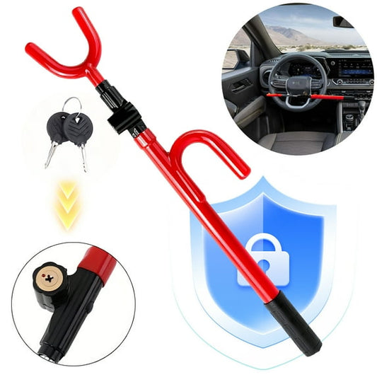 DFITO Steering Wheel Lock - Anti Theft Device with Adjustable Car Wheel Lock, 2 Keys (Red)
