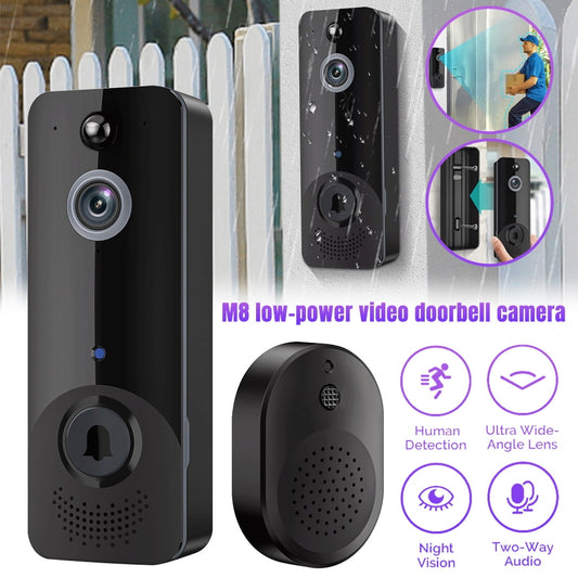 DFITO Wireless Video Doorbell, 120° Wide Angle, Night Vision, 2-Way Audio, Smart Video Doorbell with Motion Sensor, Doorbell Camera, Home Security Cameras, Black