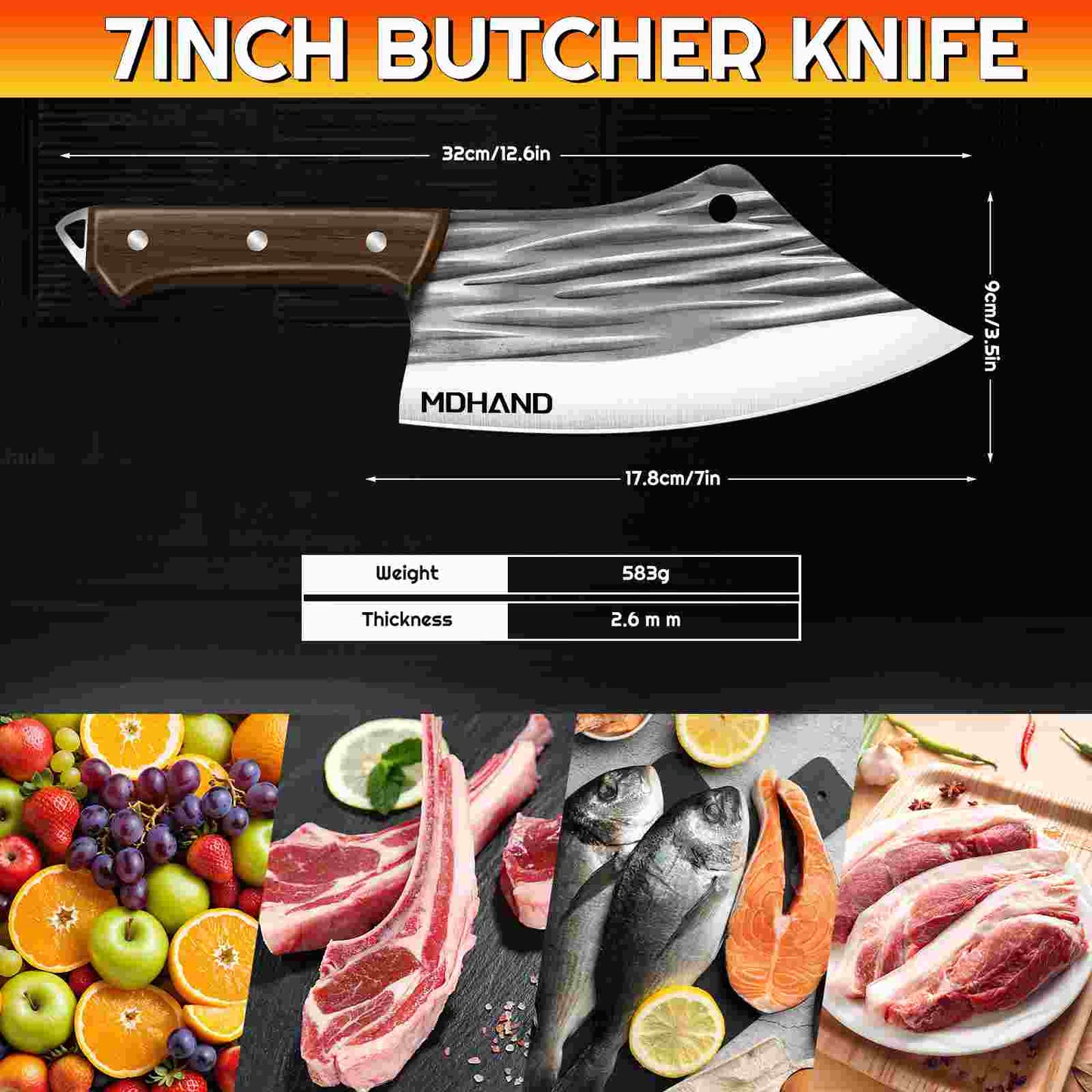 7 Inch High Carbon Stainless Steel Sharp Kitchen Knife with Ergonomic Handle