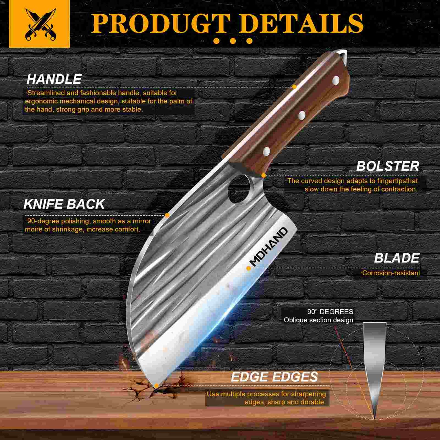 7 Inch High Carbon Stainless Steel Sharp Kitchen Knife with Ergonomic Handle