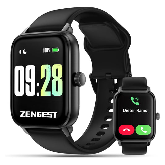 Smart Watch, zengest Fitness Tracker with Heart Rate Monitor, Blood Oxygen, Sleep Tracking, 1.5 Inch Touchscreen Smartwatch for Android iOS Swimming Waterproof Pedometer Step Calories Tracker for Women Men