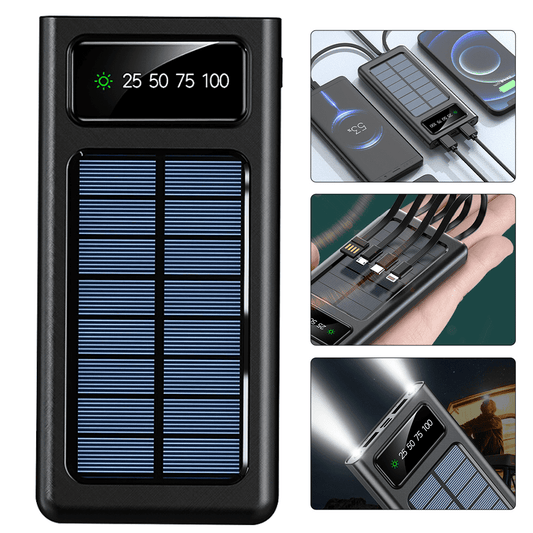 Solar Power Bank ,DFITO 20000mAh USB Portable Waterproof Charger with Dual 5V USB Ports, 2 LED Light Flashlight and Compass Battery Pack for Cell Phone
