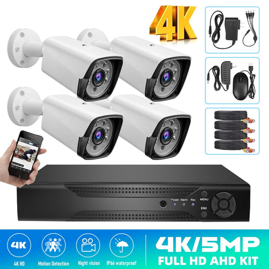 Security Camera System,DFITO 1080P 4CH Home Security Systems with 4pcs 2MP Full HD Cameras,Night Vision Motion Detection Free App for Indoor Outdoor Video Surveillance