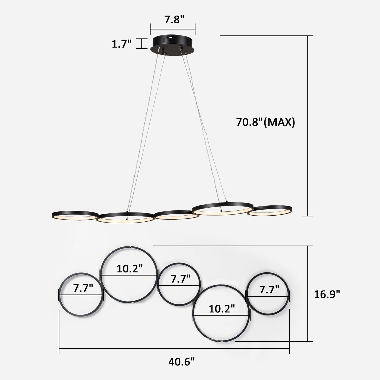 DFITO Home LED line light with 40.9x16.9inch, monochromatic temperature