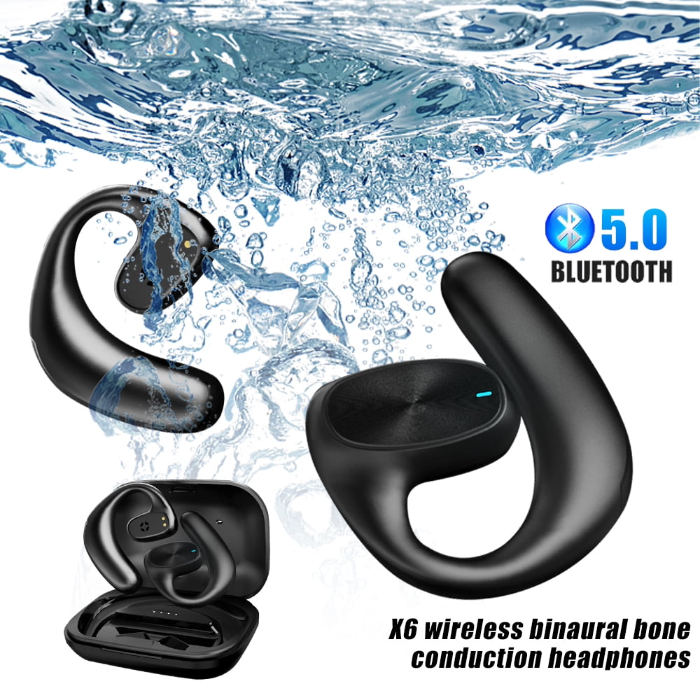 Wireless Earbuds with Earhooks,Mini Bone Conduction Headphones Waterproof,Open Ear Earbuds,Earpiece Noise Canceling Headset Sports Bluetooth 5.0 Earphones Headset