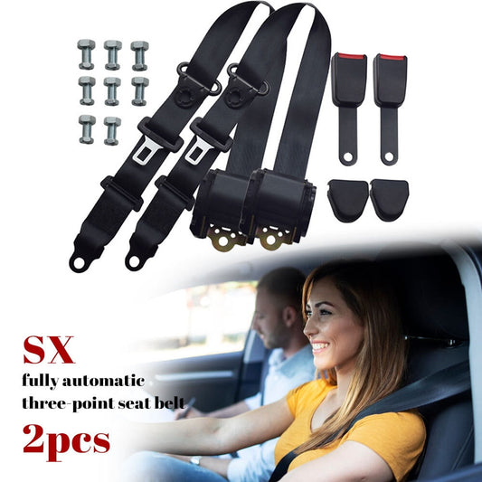 DFITO 2 Pack Universal Seat Belt Fits Most Cart Front/Rear Seats, 2 Point Adjustable Seatbelts Kit, Black