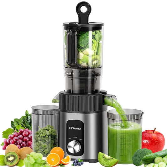 DFITO Kaltpress-Entsaftermaschine, 200W Slow Juicer, extra großer Einfüllschacht, Rückwärtsfunktion