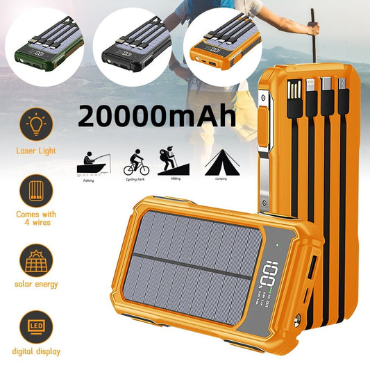 20000mAh Solar Power Bank 4 USB Portable Backup External Battery Charger for Cell Phone Orange