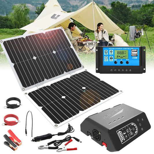 DFITO 18V 36W Monocrystalline Solar Panel Kit,with 12/24V 30A PWM Solar Controller for RV Marine