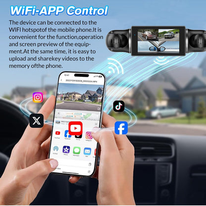 DFITO 4-Kanal-Armaturenbrett-Kamera, 1080P vorne hinten links rechts Auto-Kamera, WiFi-App, Nachtsicht, G-Sensor, Loop-Aufnahme
