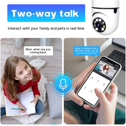 Wifi Surveillance Camera, DFITO Light Bulb Camera, Wireless Waterproof IP65, Automatic Human Tracking Night Vision Security Camera