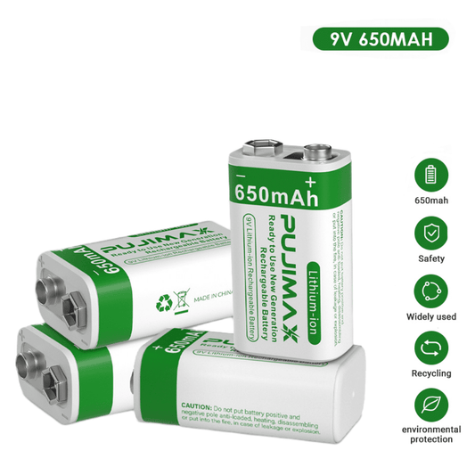 9v Rechargeable Batteries 4-Pack, DFITO 650mAh 9 Volt Battery with 4 Bay Charger