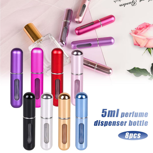 Portable Mini Perfume Dispenser Bottle, Refillable Perfume Atomizer Bottle, Scent Pump Case, Atomizer Travel Size Spray Bottles Accessories 8 Pcs Pack of 5ml