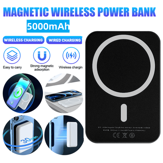 Wireless Portable Charger,DFITO 5000mAh Magnetic Power Bank,Magnetic Power Bank Wireless Charger,Safe Battery Pack for iPhone 13/12/Pro/Pro Max,Black