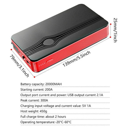 Portable KE-4 Car Jump Starter Booster Jumper Box 20000mAh Power Bank Battery Charger