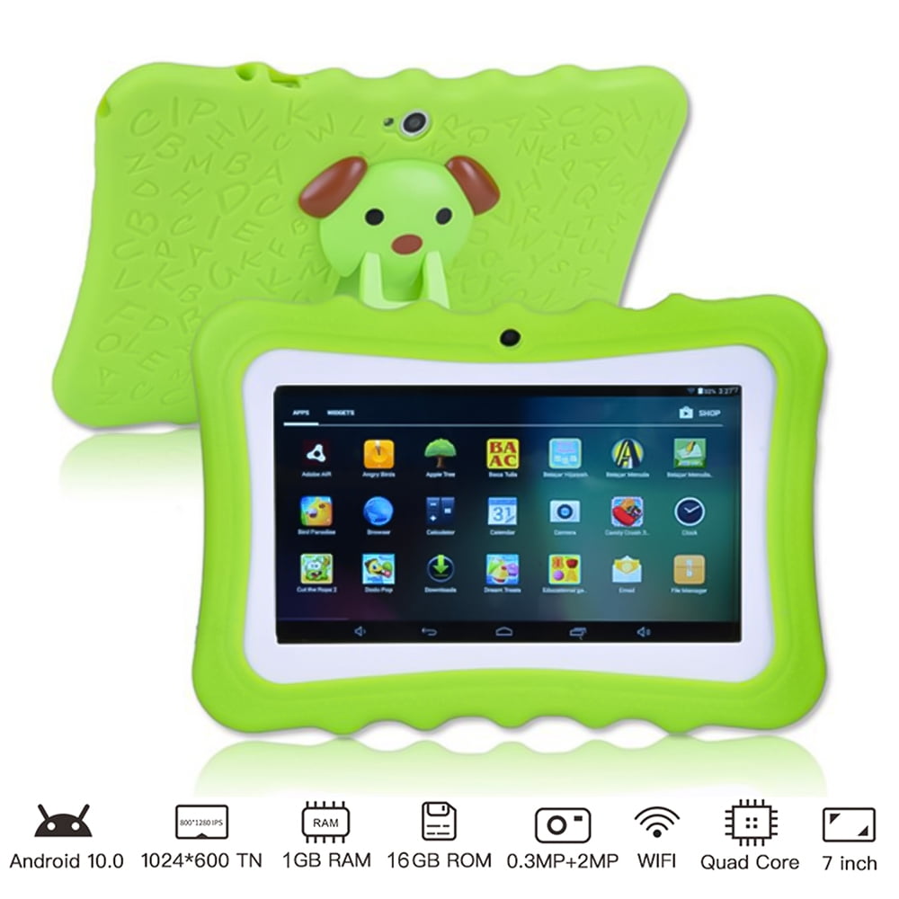 Android Kids Tablet,DFITO 1GB RAM 16GB ROM Kids Tablets, 7 Inch Tablet with Case, Dual Camera, Educational Games, WiFi (Green)