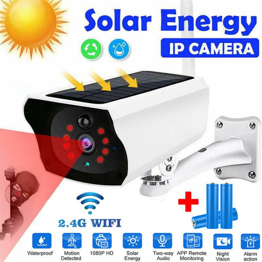 Solar Security Camera ,DFITO 1080P Wireless Night Vision Outdoor IP66 Waterproof, 2-Way Audio Camera with Human & Motion Detection