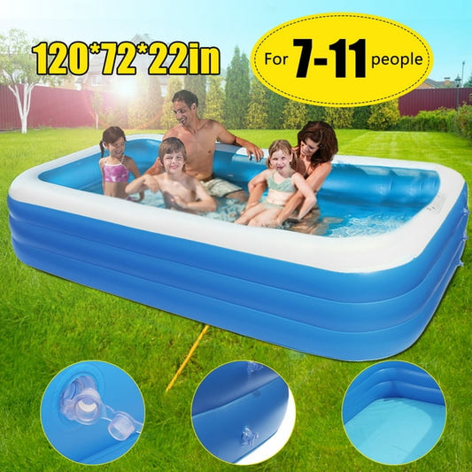 Inflatable Pool, DFITO Rectangular Family Swimming Pools, Suitable for Kids and Adults, Large Full-Size Thickened Plastic Swimming Pool, Suitable for Garden Backyard Outdoor,(118.90 x 72.05 x 23.23)"