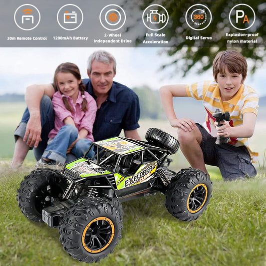 RC Car 1:18 Large Scale, 2.4Ghz All Terrain Waterproof Remote Control Truck ,Four-wheel Drive Off-road Electric Rapidly Off Remote Control Car for Kids Boys and Adults