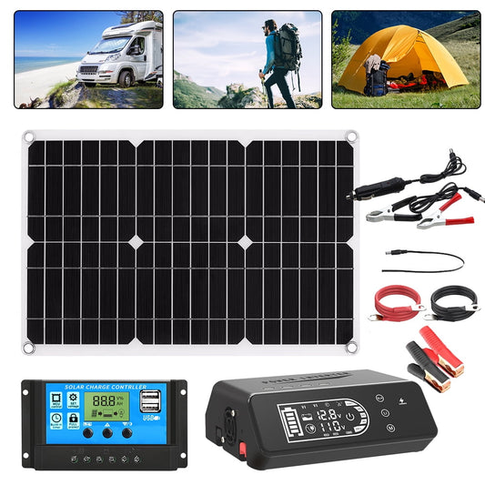 DFITO 18V 18W Monocrystalline Solar Panel Kit, with 12/24V 30A PWM Solar Controller for RV Marine