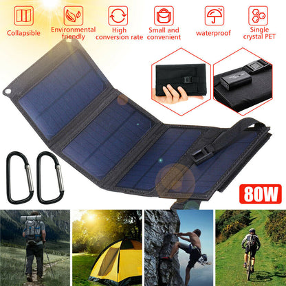 DFITO 80W 10V Portable Solar Panel, Foldable US Solar Cell Solar Charger for Camping Hiking