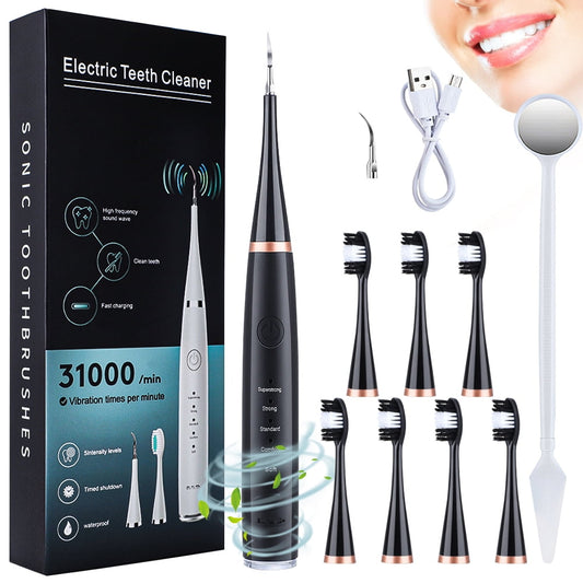 Electric Toothbrush with Water Dental Flosser,DFITO Between Tooth Brush & Water Floss,Teeth Cleaning Kit with 5 Modes,7 Tooth Brush Heads,Black